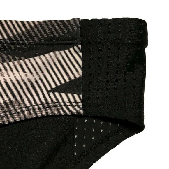 NIKE Black & White Hipster Bikini Bottom Swoosh Logo Mesh Sides Size L NEW - Picture 3 of 4